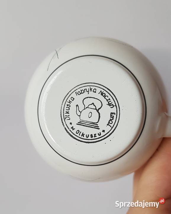 Emaliowany zestaw dzbanek filiżanka Olkusz PRL