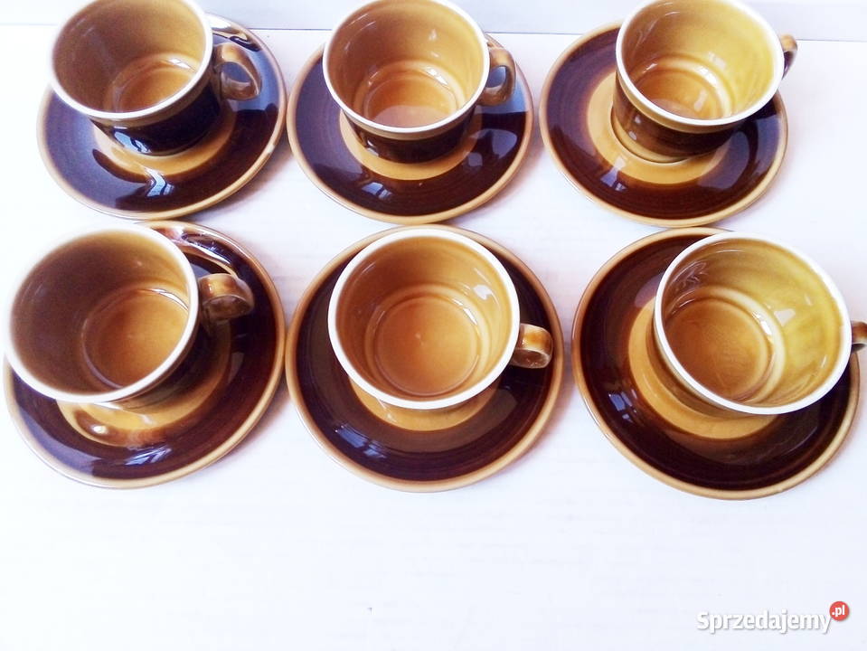 6 filiżanek ze spodeczkami porcelit Pruszków