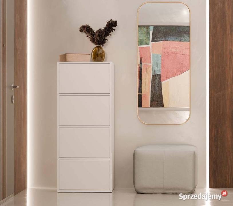 Komoda ALMA BIAŁA Szafka 4 Drzwi 4 Półki 40cm Komody