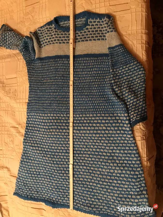 Suknia damska dziergana druty robota własna 4648 Spódnice i sukienki lubuskie Zbąszynek