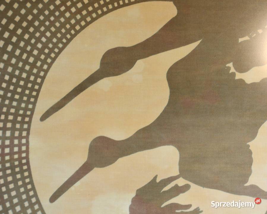 Batik żurawie oprawa szkłem w ramce 110 88 lata