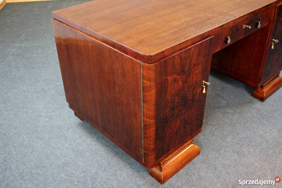 Duże biurko dwustronne Art Deco renowacji Zielonka