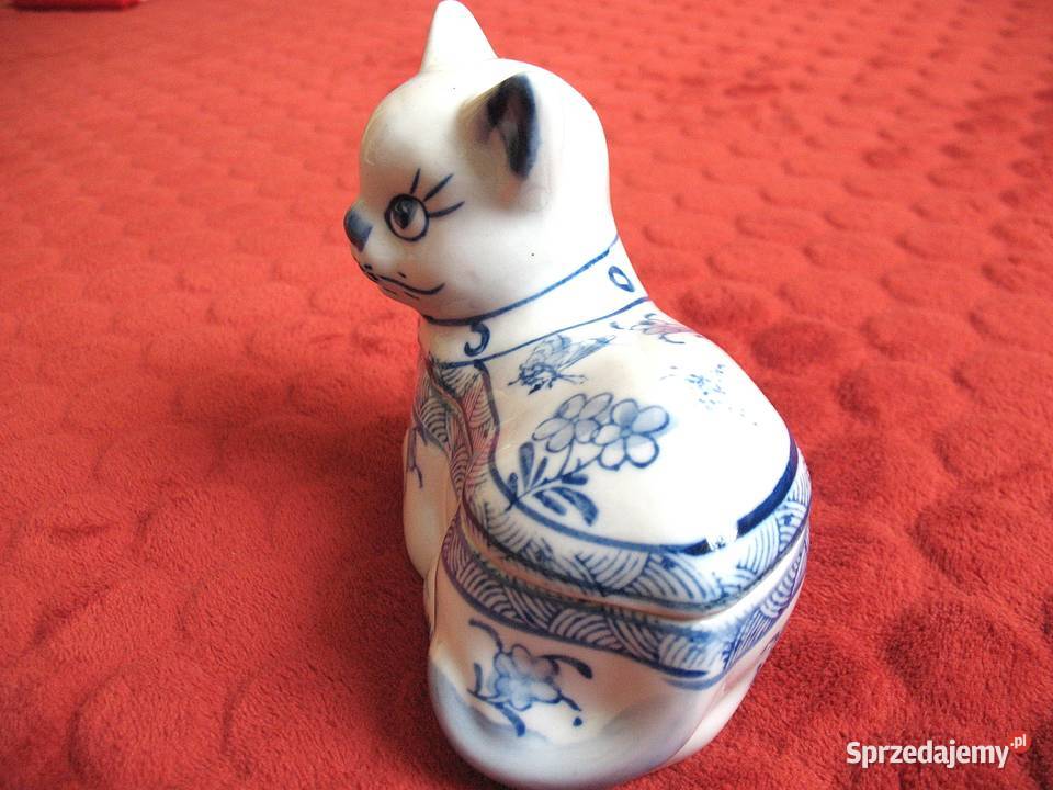 Kot urocza szkatułka porcelana 11 x 13 x 7 Figurki i rzeźby Siedlce sprzedam