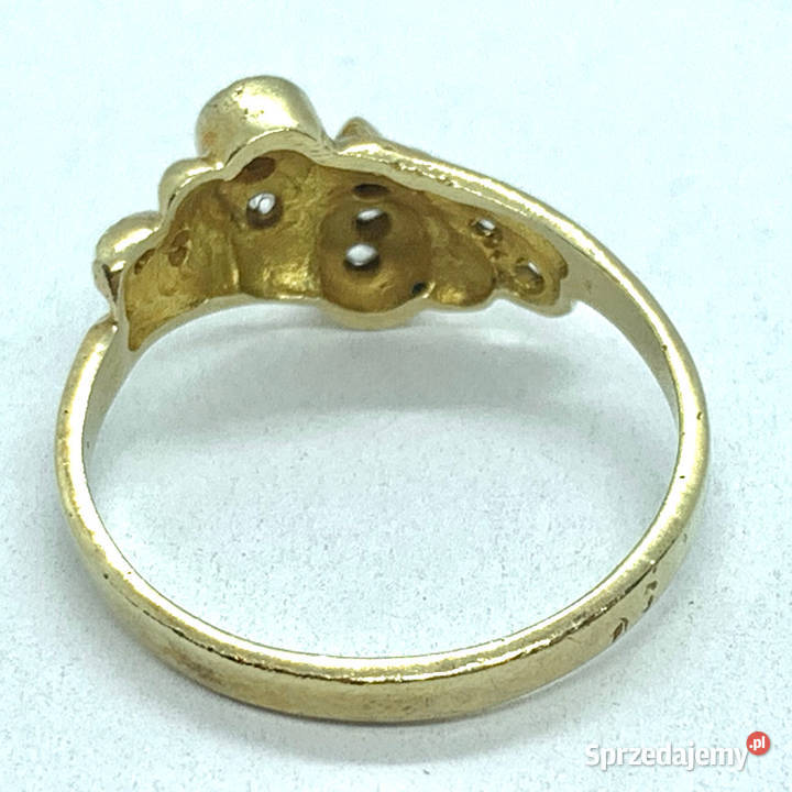 Złoty PIERŚCIONEK 14K królewny kamienie CUD 20
