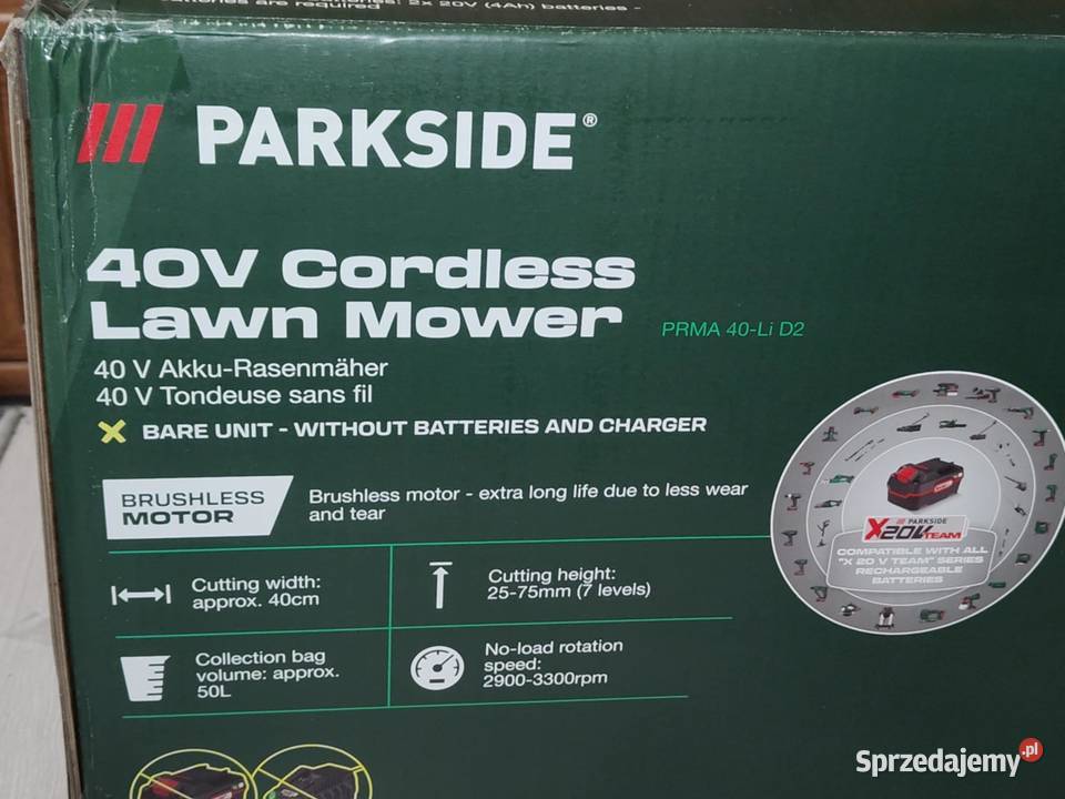 Parkside Akumulatorowa kosiarka 40 V PRMA 40Li Dom i Ogród mazowieckie