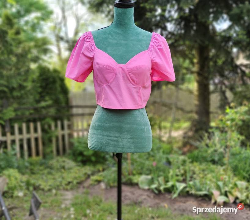 Różowy top Sinsay M 38 gorsetowy bufki barbie Szczecin