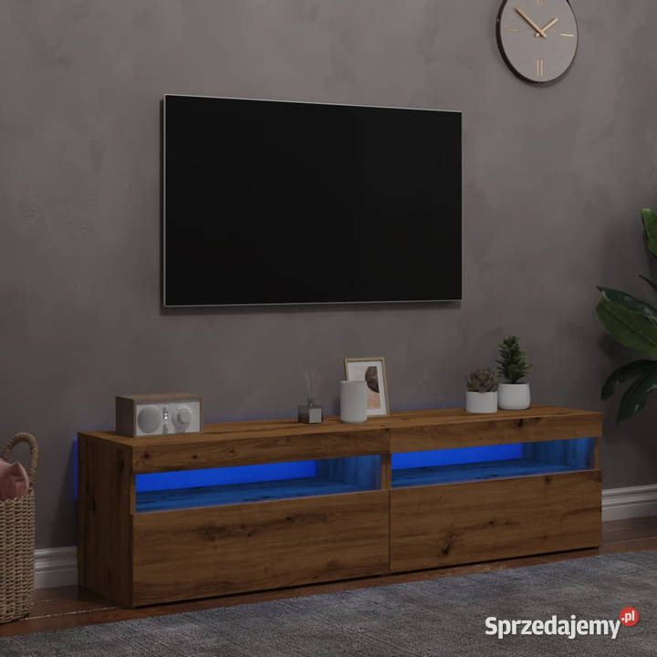 Szafki TV z LED 2 dąb artisan materiał mazowieckie Warszawa