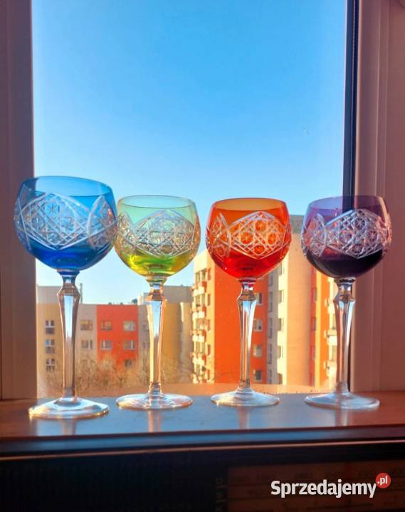 Piękne kieliszki kryształowe PRL Wrocław
