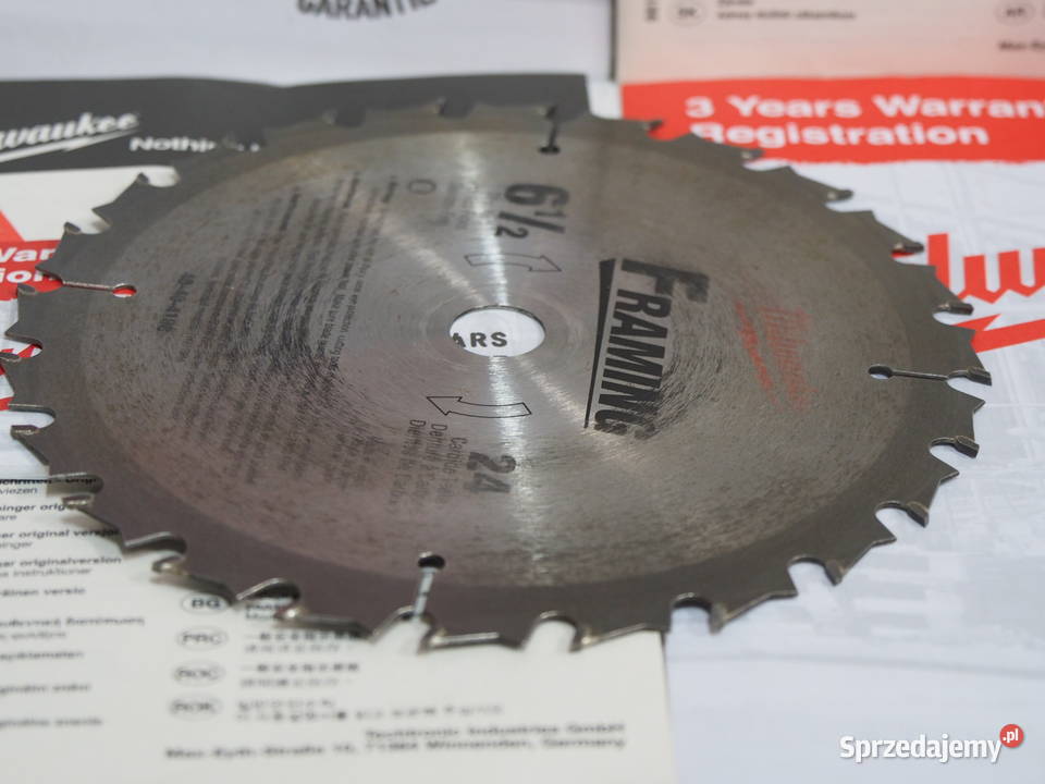 MILWAUKEE tarcza pila pilarka 165x16x24z wurth Baszkówka sprzedam