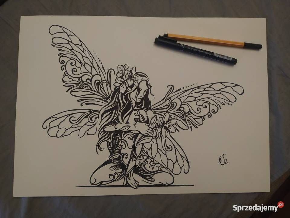 Rysunek wróżka cienkopis blok tech A3 250 gm2 Warszawa