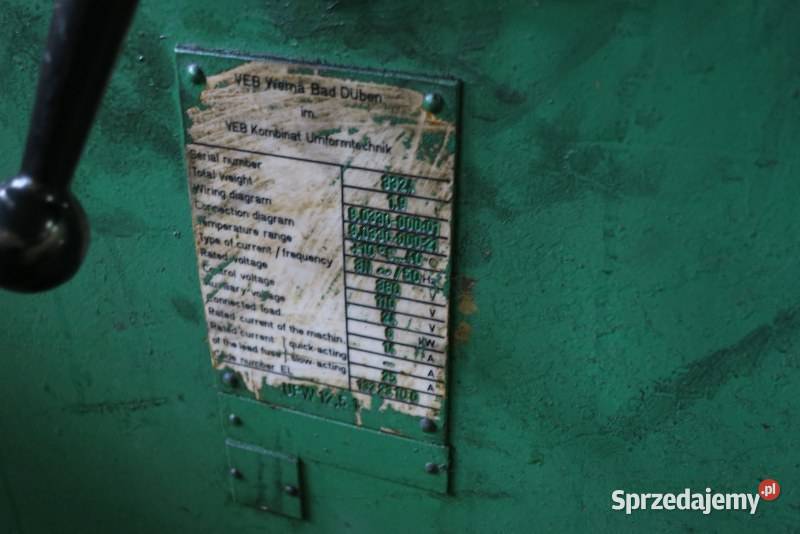 Walcarka do gwintów VEB UPW125 Biznes i Przemysł Reszel