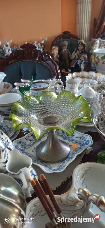 Patera na nodze platerowej Szkło Art Deco