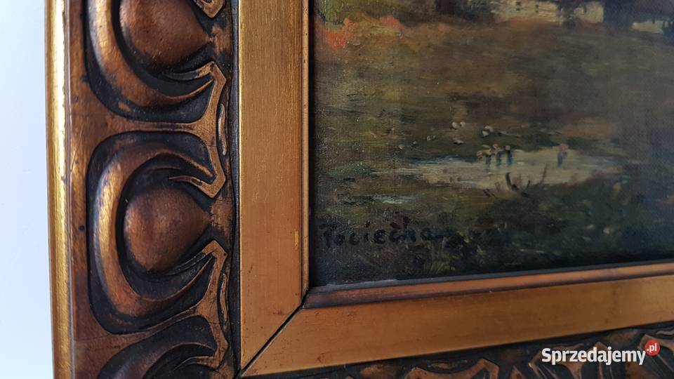Stary obraz olejny na płótnie syg Michał Dąbrowa Górnicza