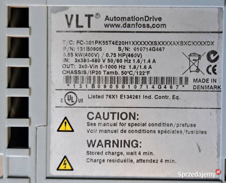 Falownik Danfoss VLT FC301 0 55kW Pleszew