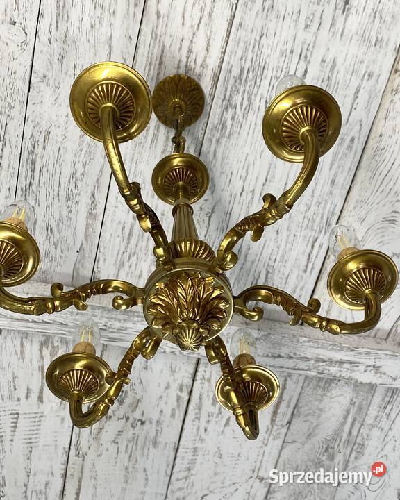 Francuski Żyrandol 27 mosiądz 6ram Antyk małopolskie Kraków