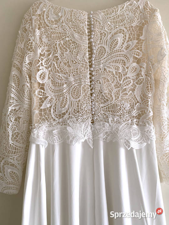 Suknia ślubna ivory liniaA rękawy 48 4XL 50 5XL Jelenia Góra sprzedam
