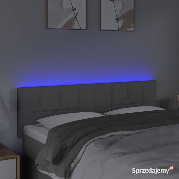 Zagłówek do łóżka z LED jasnoszary 144x5x7888 Ramy i stelaże mazowieckie Warszawa