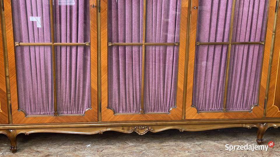 Barokowa szafa pięciodrzwiowa z witryną intarsje Budno