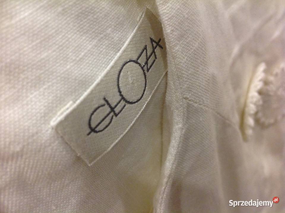 Mini Biała Lniana Sukienka Damska S biały Nowa Sól