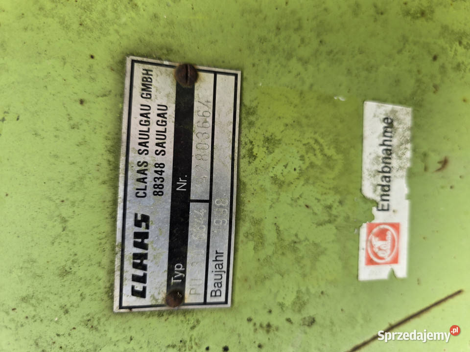 Podbieracz do trawy CLAAS PU300 PU 30 Claas Rolnictwo Baliki sprzedam