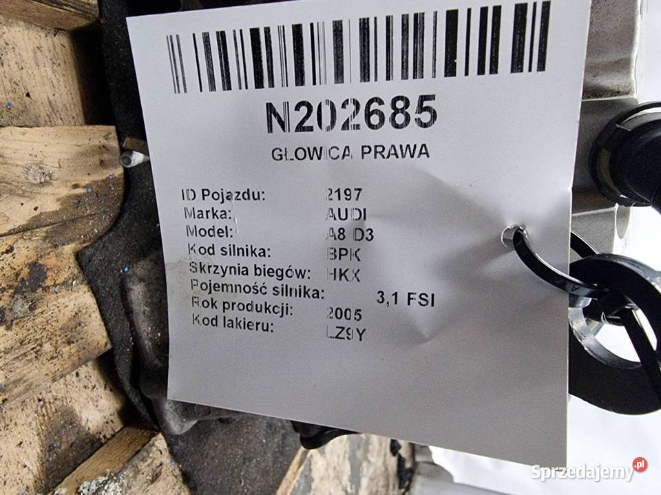 GŁOWICA PRAWA AUDI A8 D3 06E103373E 32 FSI