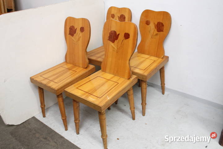 Krzesła z intarsją 4 sztuki komplet. 12178