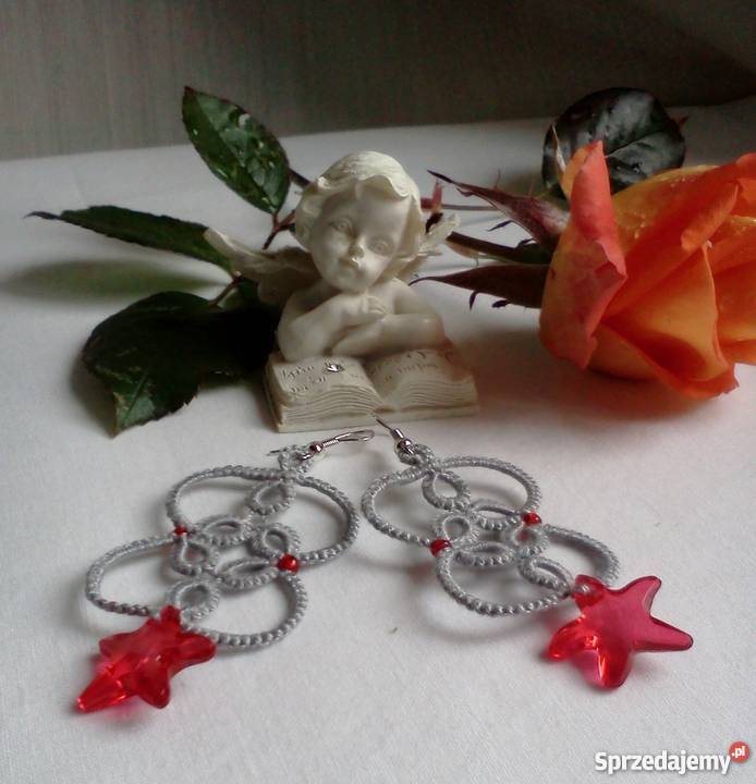 Kolczyki Frywolitkowe Wiśniowa