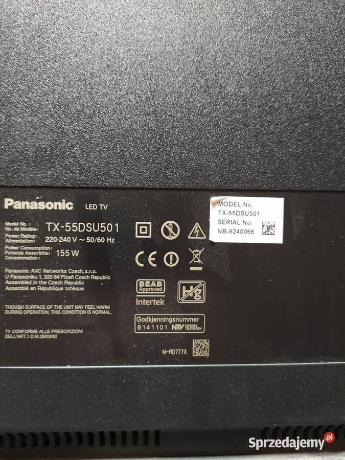 Zasilacz TNPA6072 do tv Panasonic TX55 DSU501 dolnośląskie Grędzina sprzedam