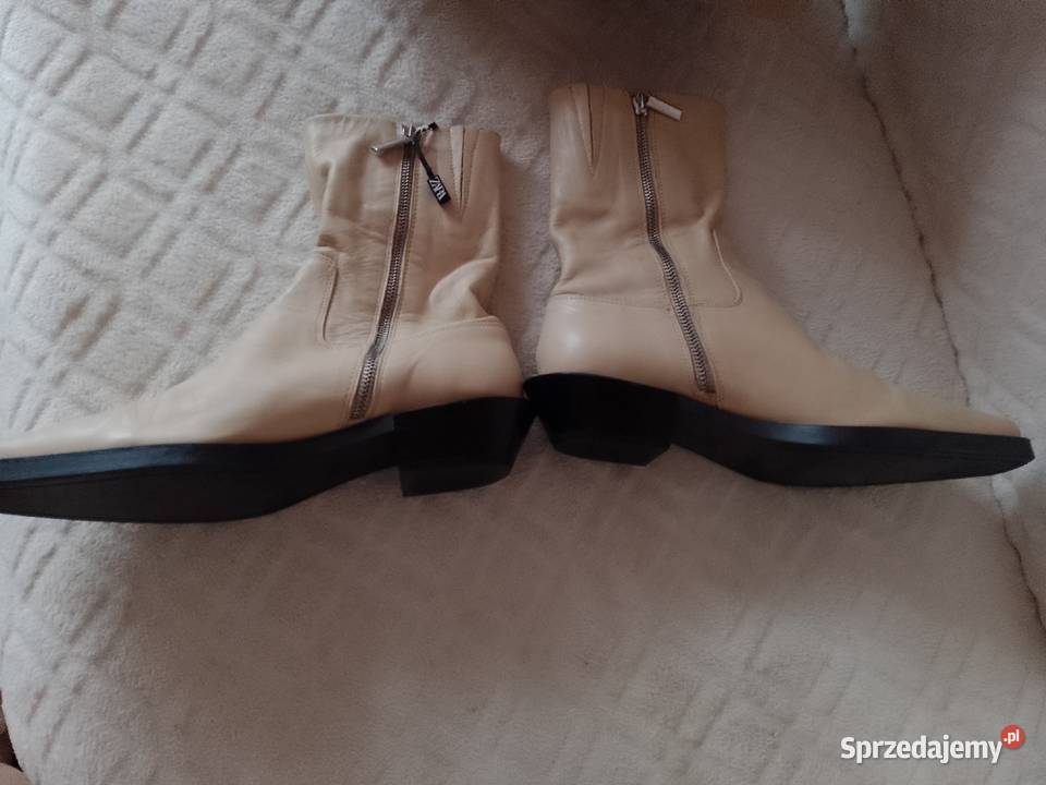 38 ZARA Real Leather skórzane Botki z Madrytu Kraków