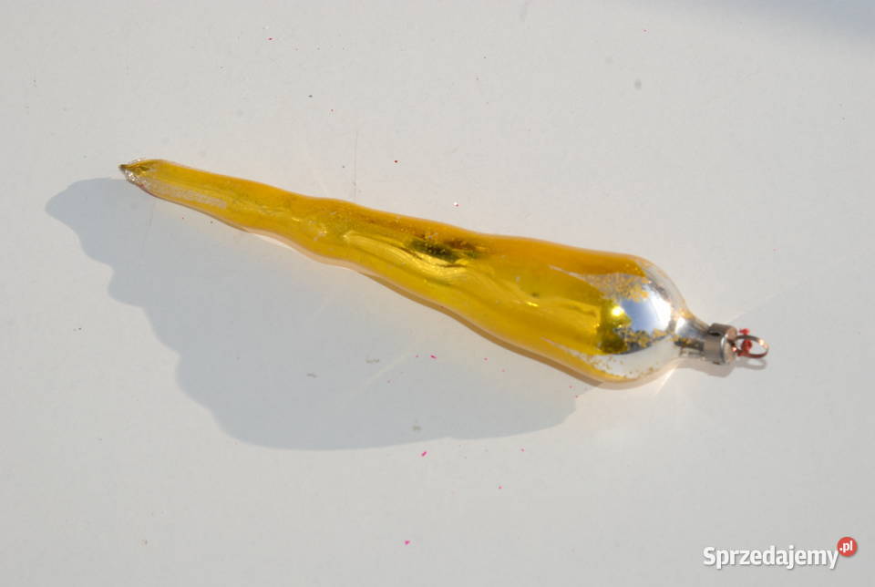 Stara ozdoba choinkowa bombka sopel złoty