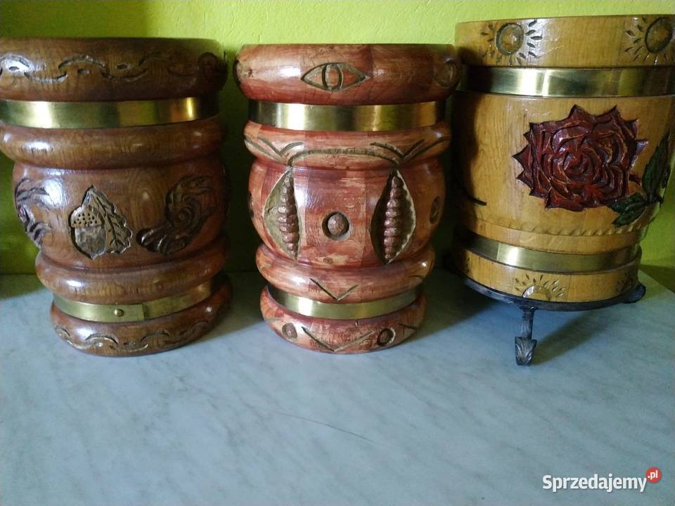 donice dębowe drewniane rzeźbione