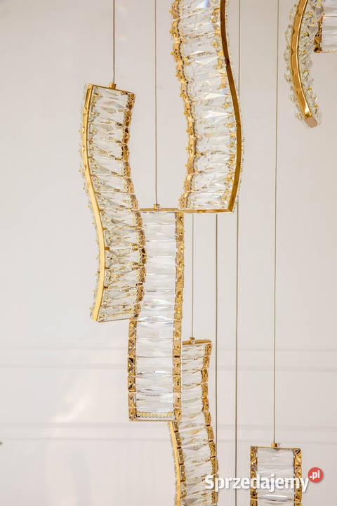 Żyrandol kryształowy złoty glamour lampa wisząca Warszawa