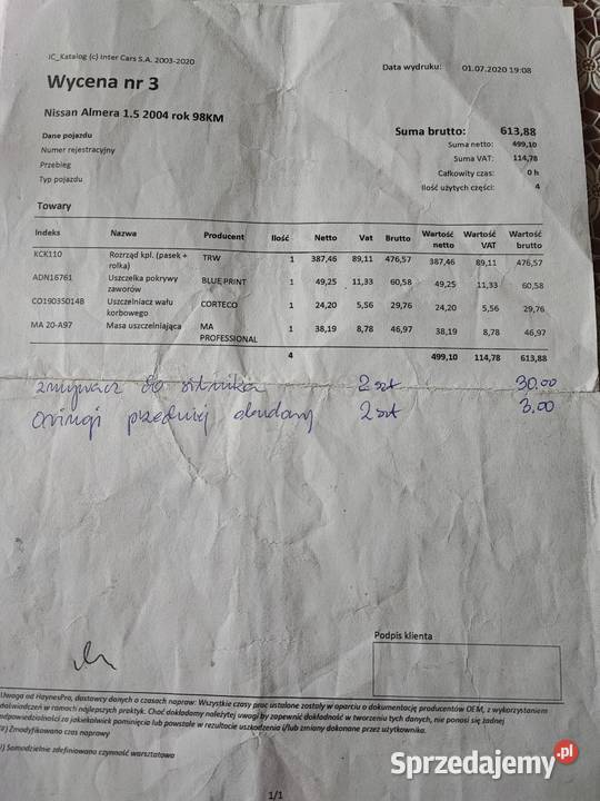 Nissan Almera N16 2004 części Sośnie