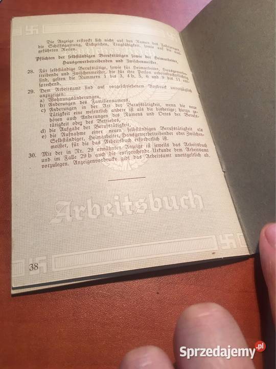 niemiecka książeczka pracy ARBEITSBUCH śląskie Bielsko-Biała