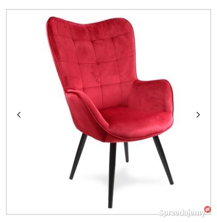 Fotel czarwony z czarnymi nogami skandynawski