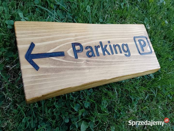 Szyld drewniany tablica PARKING kierunkowa Warszawa