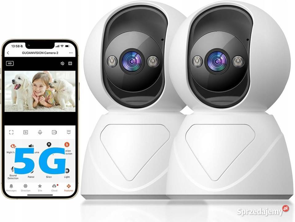 ZESTAW 2X KAMERA MONITORING 3MP 5G WIFI 360 Kamery