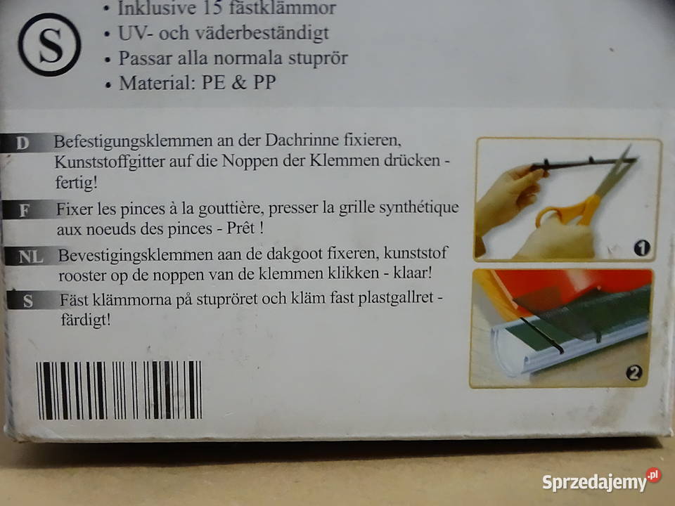 Siatka ochronna na rynnę 6m 15 klipsów Biłgoraj