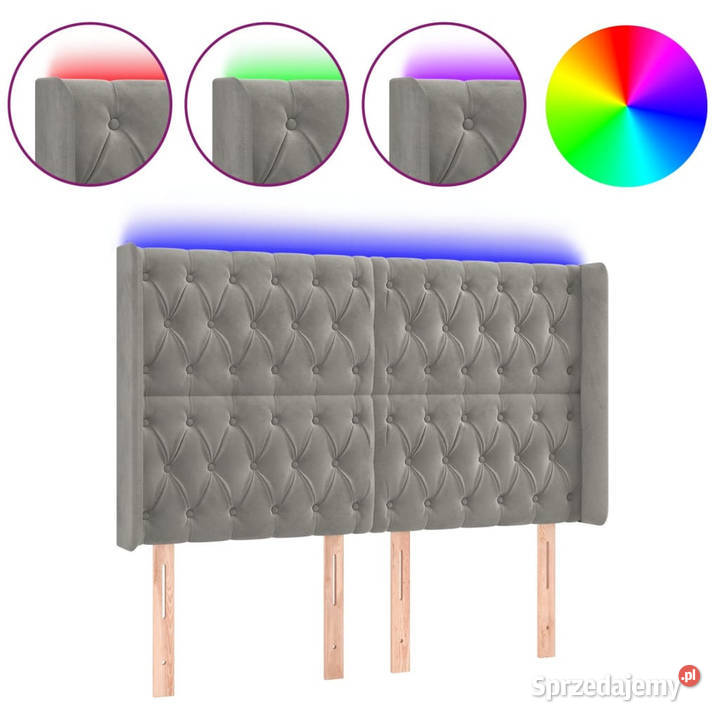 Zagłówek do łóżka z LED jasnoszary 147x16x118128 Warszawa