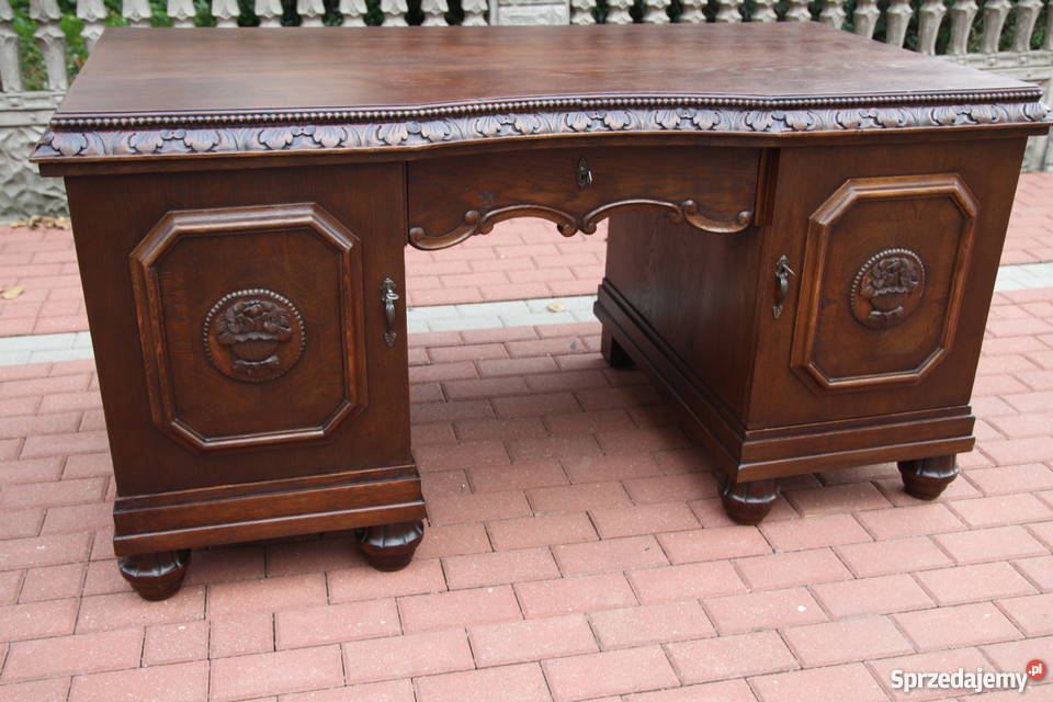 Biurko dębowe stareantyk dwustronne odnowione