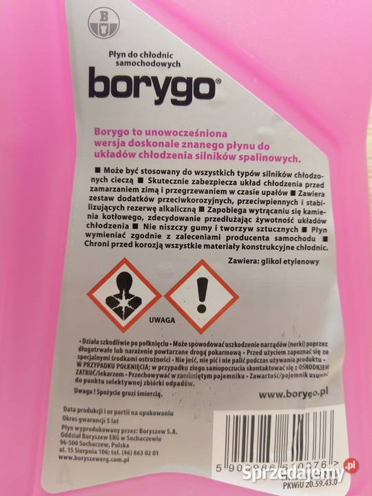 NAJTANIEJ Borygo 5L Płyn Do Chłodnic Płyny do chłodnic Zabrze sprzedam