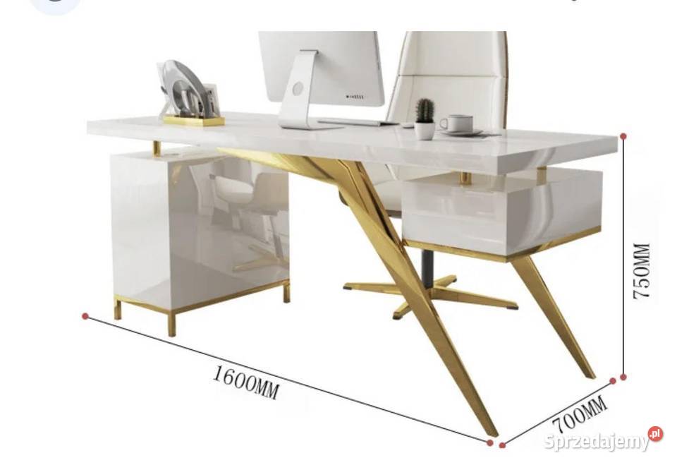 Nowoczesne białe złote biurko nierdzewnej ACŁ małopolskie Nowy Sącz sprzedam