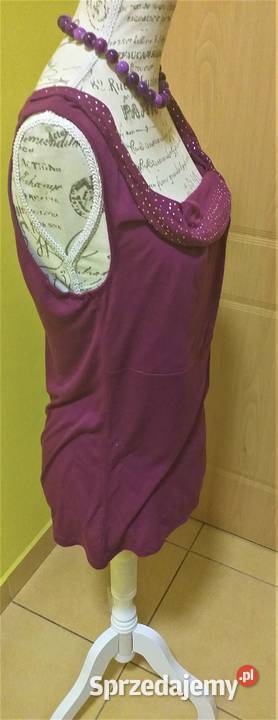 Fioletowa letnia bluzka koszulka bez rękawów fioletowy