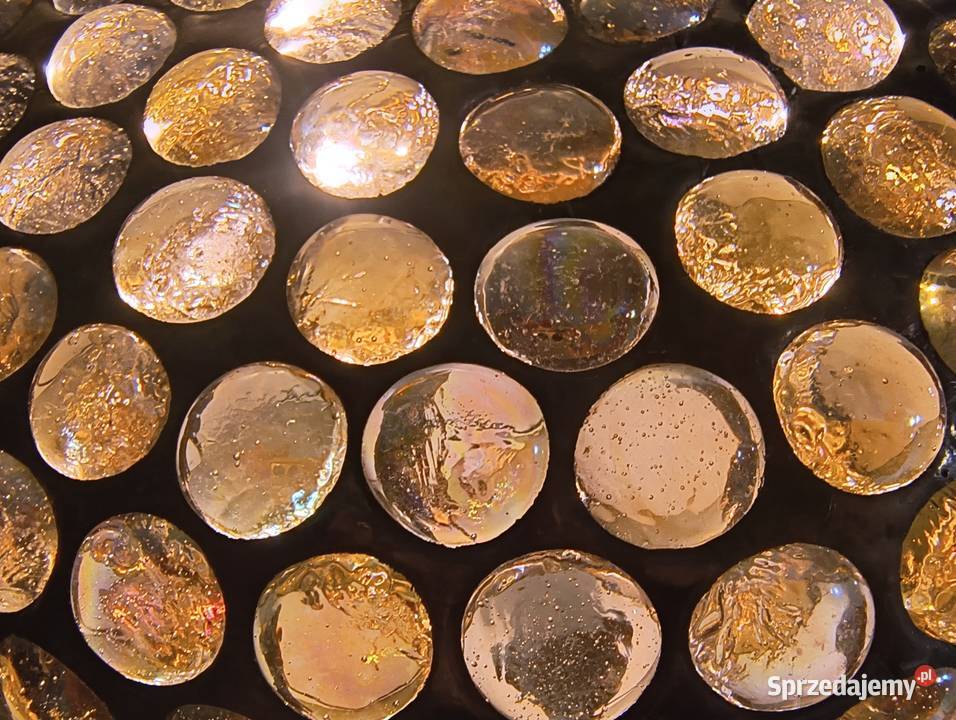 Piękna lampa witrażowa mosiądz szklane kaboszony Wysoka