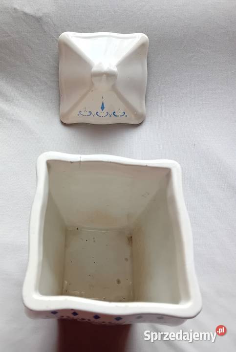 Secesyjny fajansowy pojemnik kuchenny na Sago Koźminek