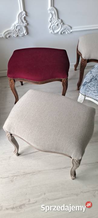 Stylowa pufa podnóżek stołek taboret Ludwik 53cm
