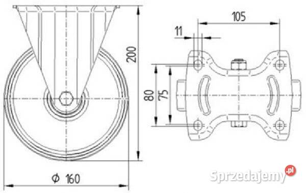 Kółko poliamidowe 160 mm 3478UOR160P63 Kamionna
