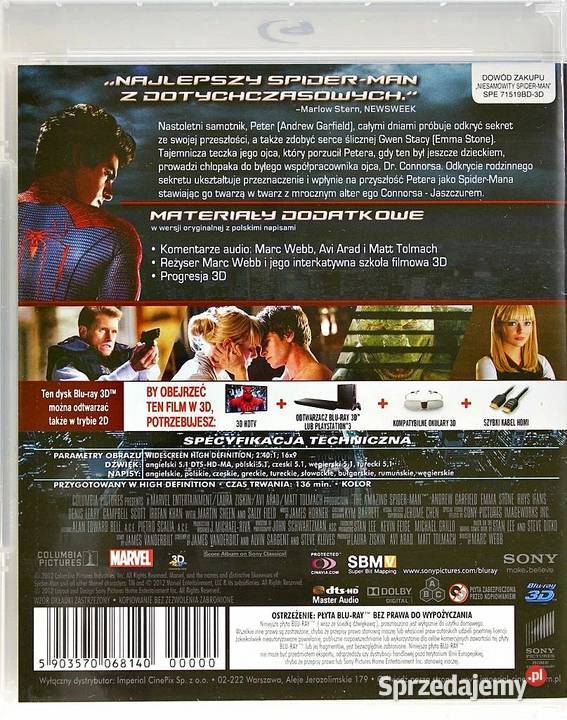NIESAMOWITY SPIDERMAN 12 ANDREW GARFIELD BLURAY 3 i więcej Kalisz