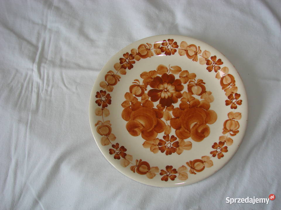 Włocławek fajansowy talerz obiadowy płaski Pruszcz Gdański