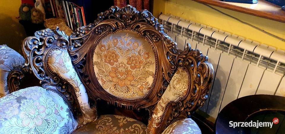Wypoczynek Ludwik barok Przepiękny Sofa kanapa tkanina Turek